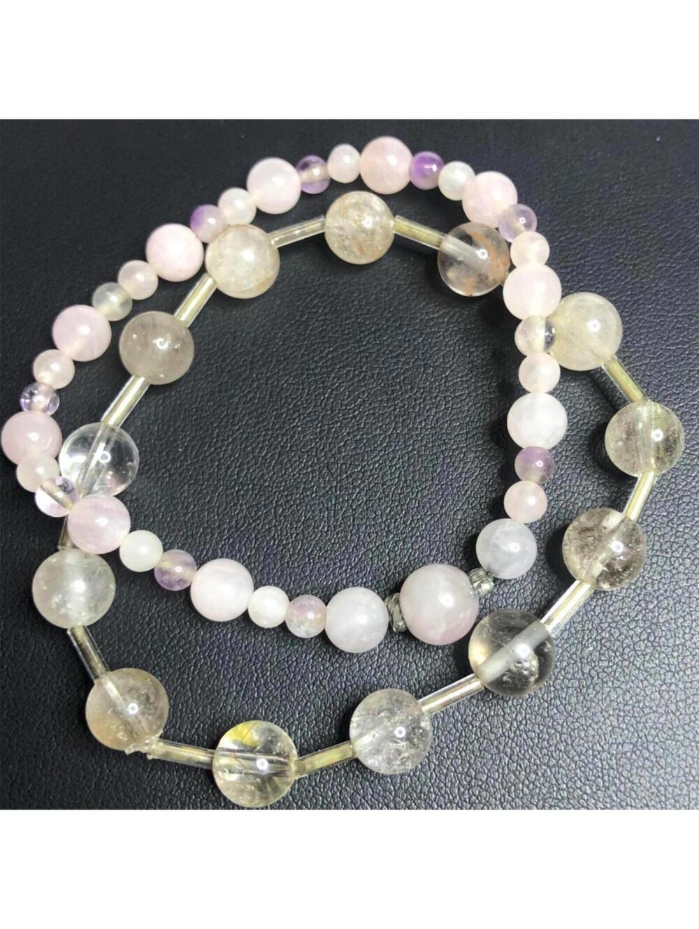 1810 Rutilated quartz Rose Quartz beaded stretch bracelets